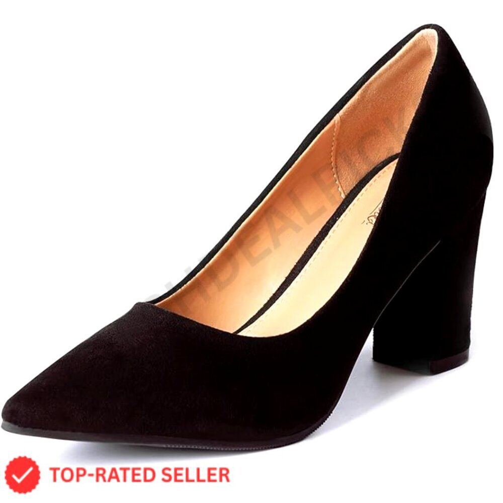 Chunky Block Heels Closed Toe Slip On Pumps Elegant Work Wedding Party Shoes